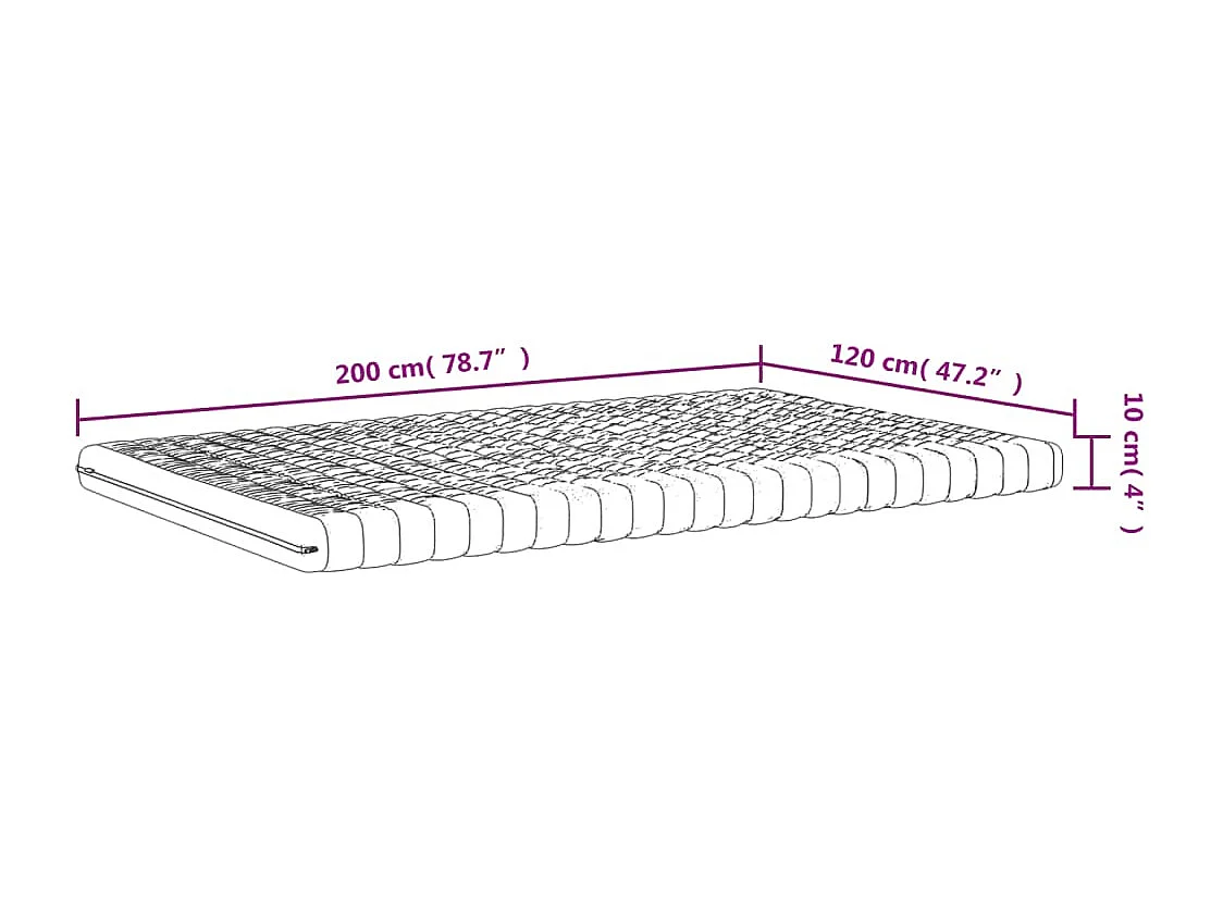 Matelas en mousse blanc 120x200 cm 7 zones dureté 20 ILD