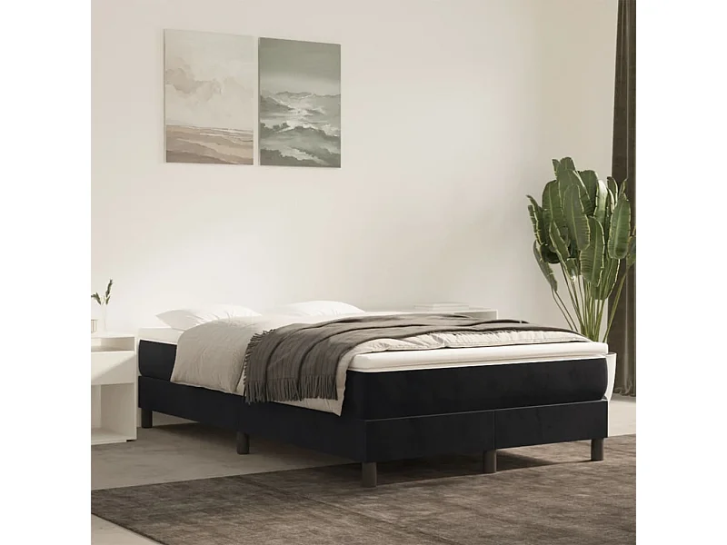 Materasso per letto a molle insacchettate nero 120x220x20 cm in velluto