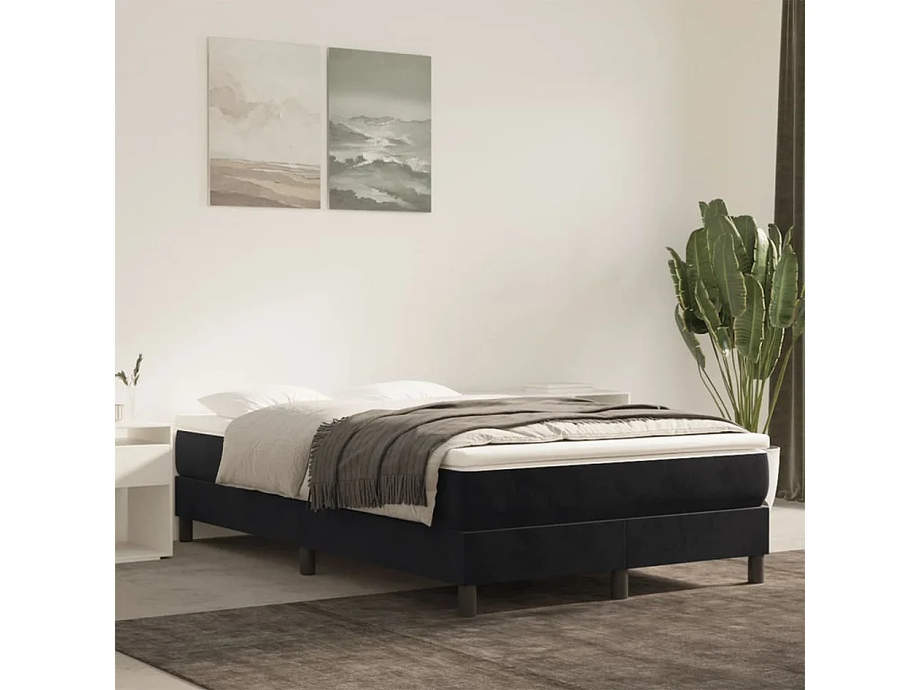 Materasso per letto a molle insacchettate nero 120x220x20 cm in velluto