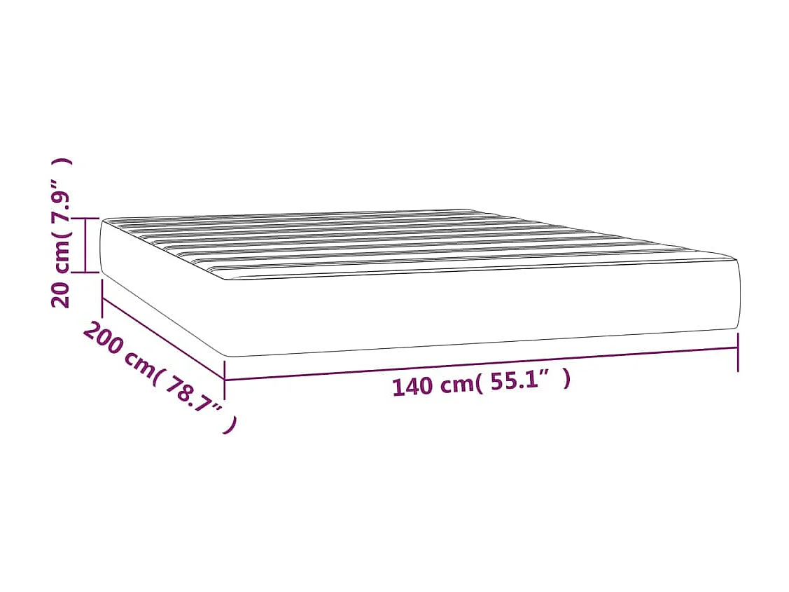 Materasso per letto a molle insacchettate Rosa 140x200x20 cm Velluto