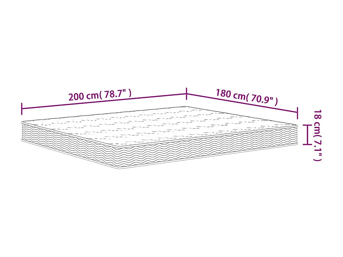 Matelas à ressorts bonnell moyen 180x200 cm