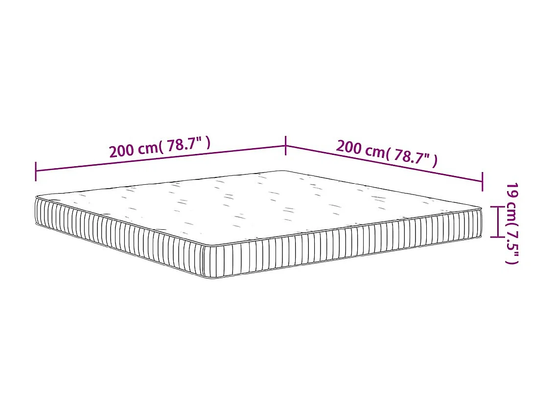 Materasso medio a molle insacchettate 200x200 cm
