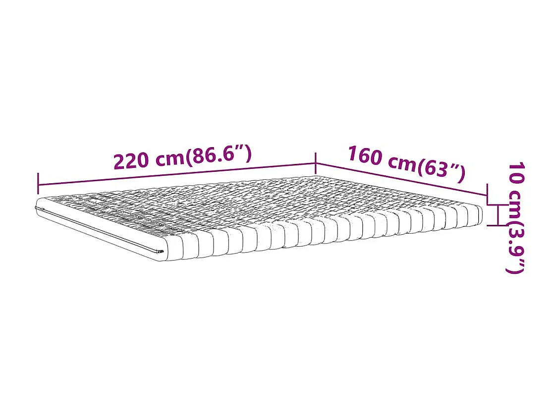 Matelas en mousse blanc 160x220 cm 7 zones dureté 20 ILD