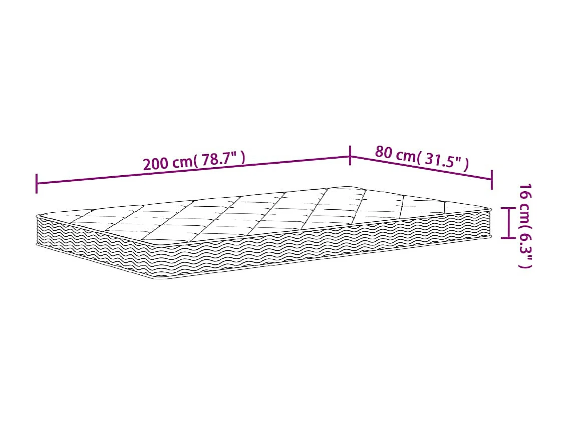 Matelas en mousse moyennement doux 80x200 cm