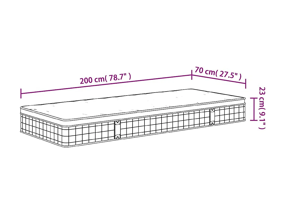 Matelas à ressorts bonnell moyen 70x200 cm