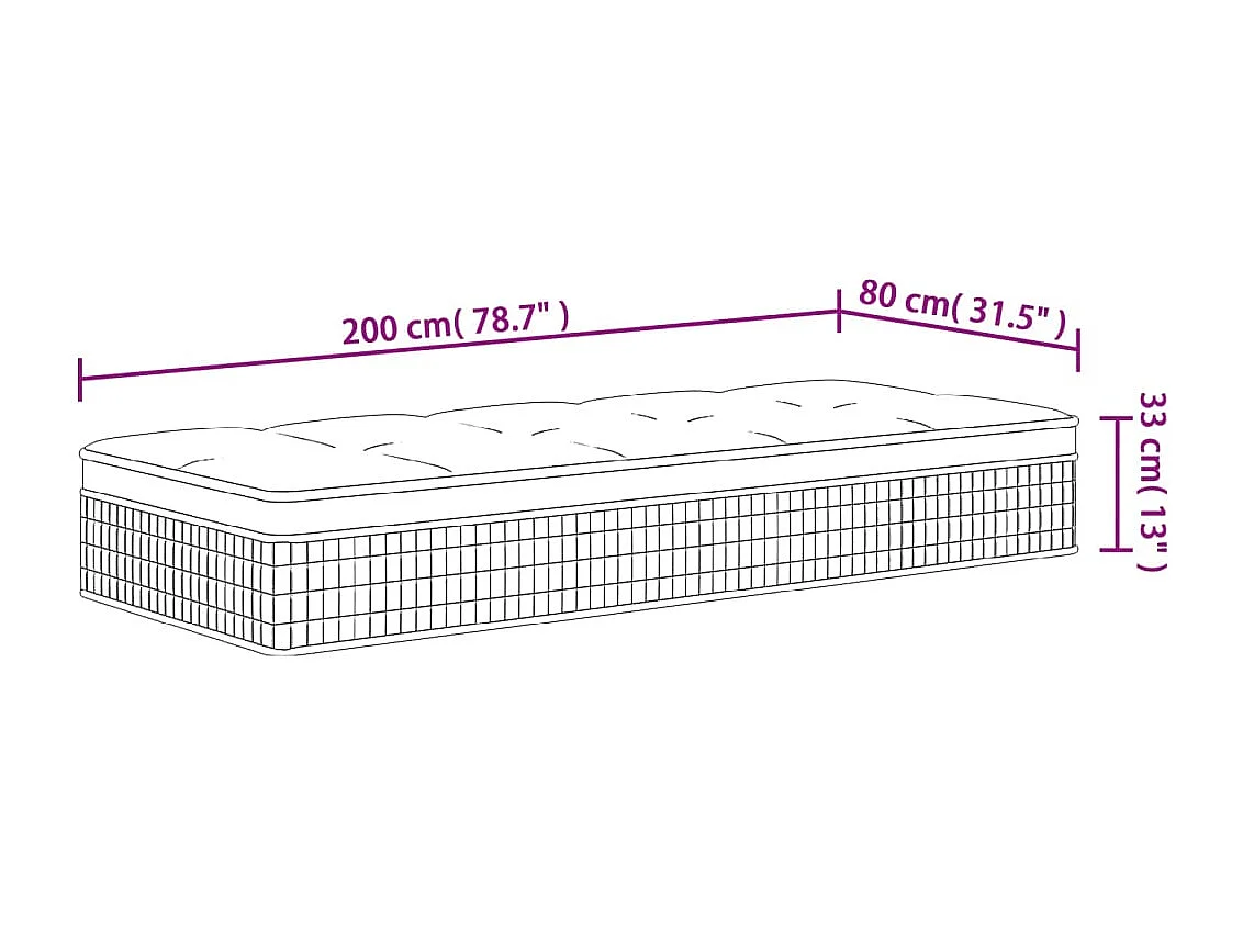 Matelas à ressorts ensachés moyen plus 80x200 cm