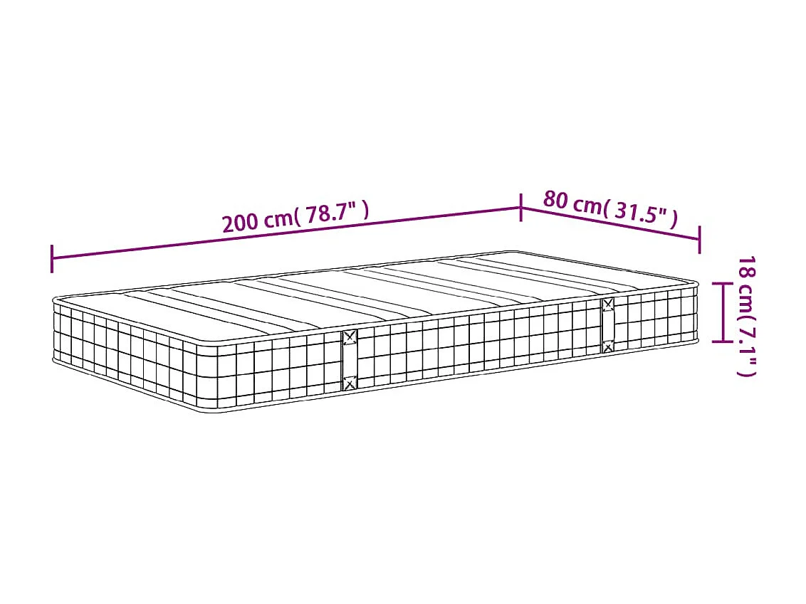 Matelas à ressorts bonnell moyen 80x200 cm