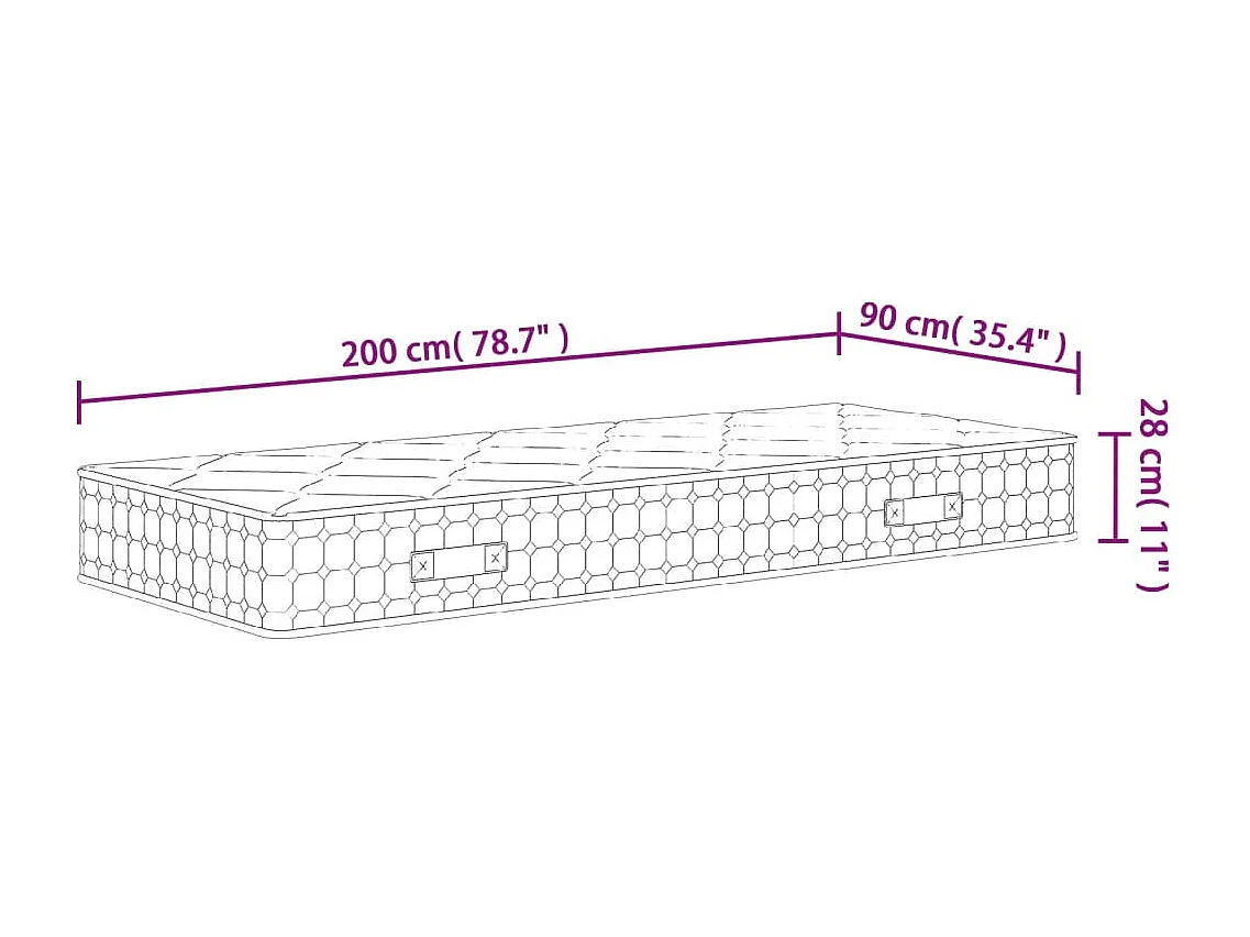 Materasso medio a molle insacchettate 90x200 cm