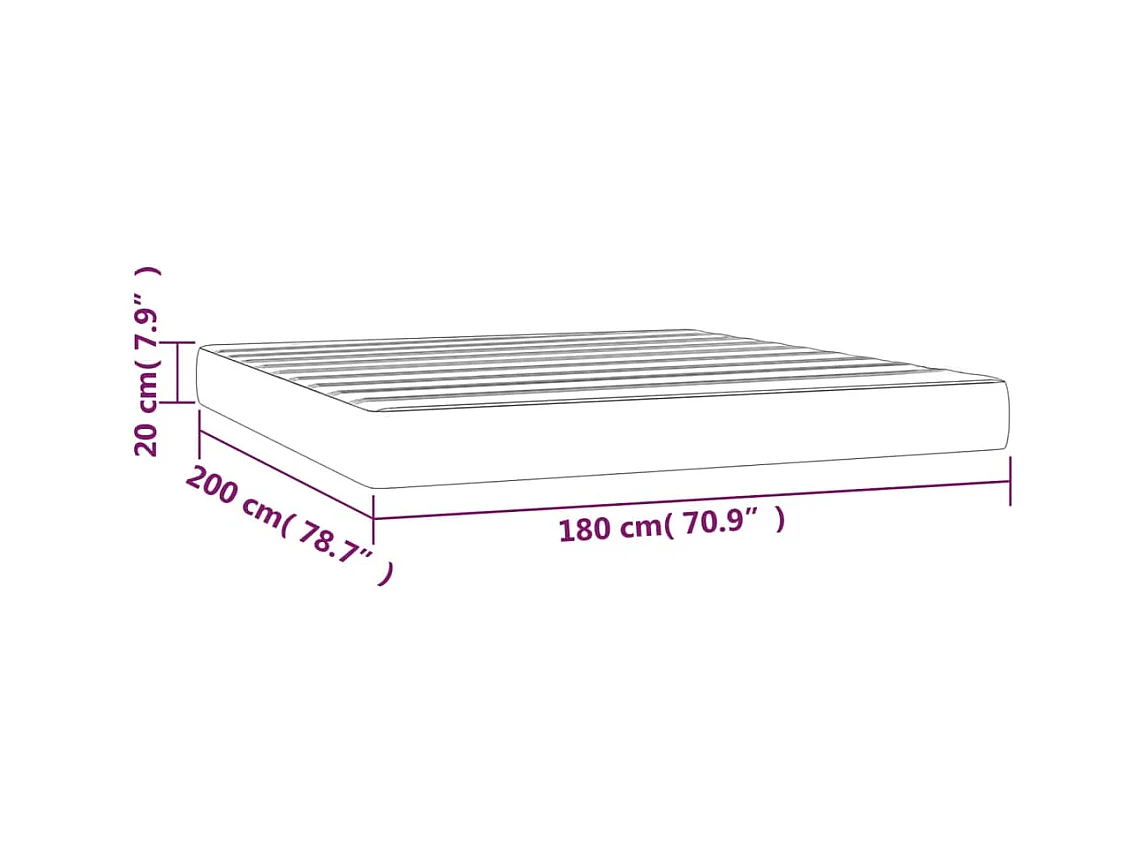 Matelas de lit à ressorts ensachés Noir 180x200x20cm Similicuir