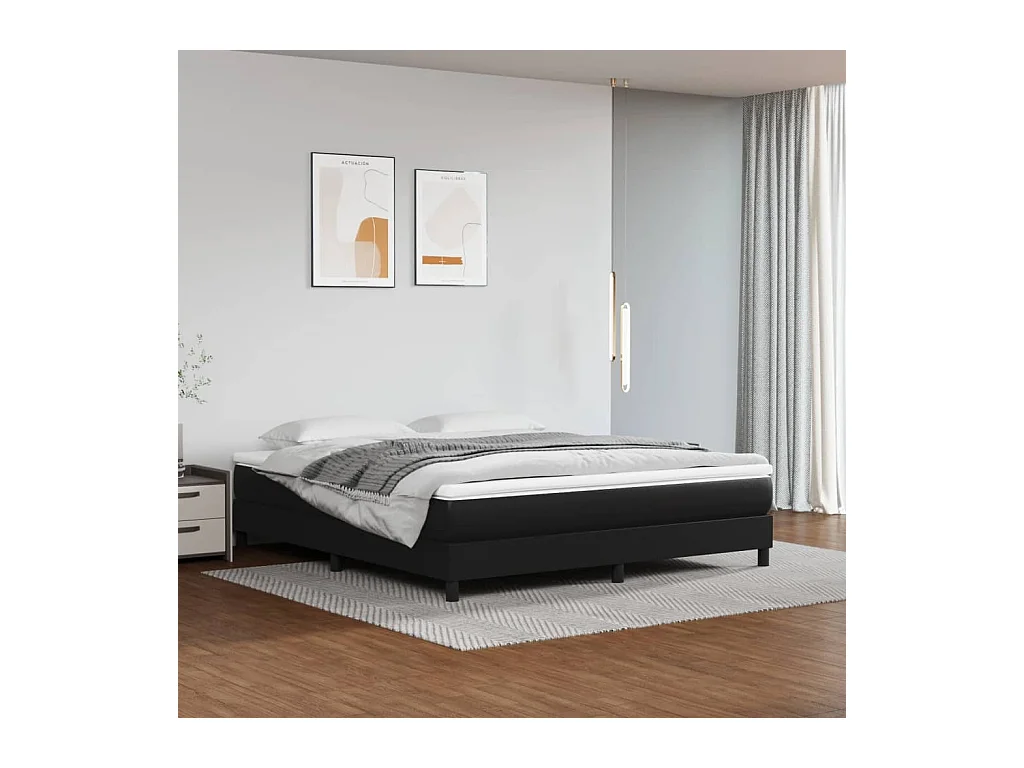 Matelas de lit à ressorts ensachés Noir 180x200x20cm Similicuir