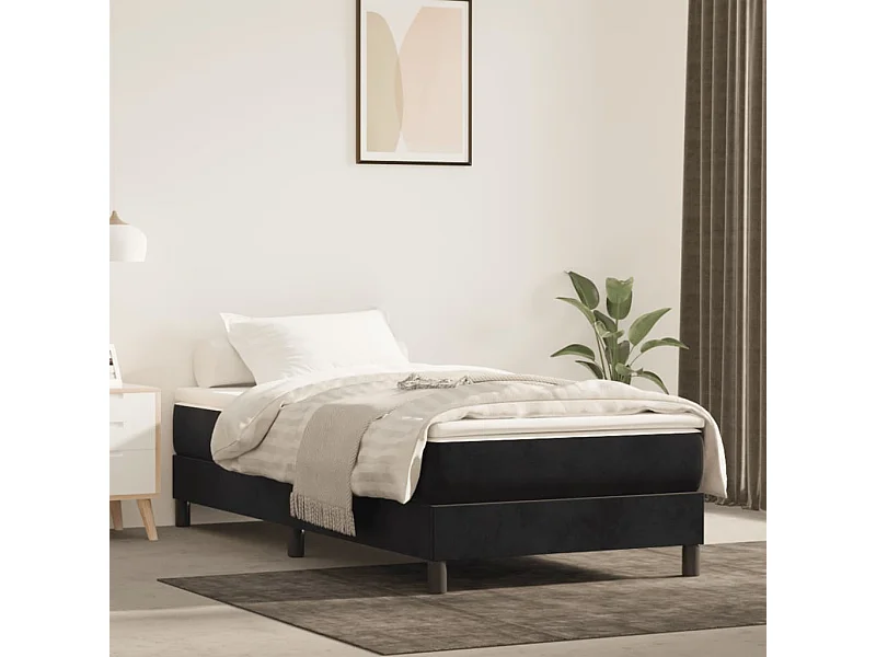 Matelas de lit à ressorts ensachés noir 120x190x20 cm velours