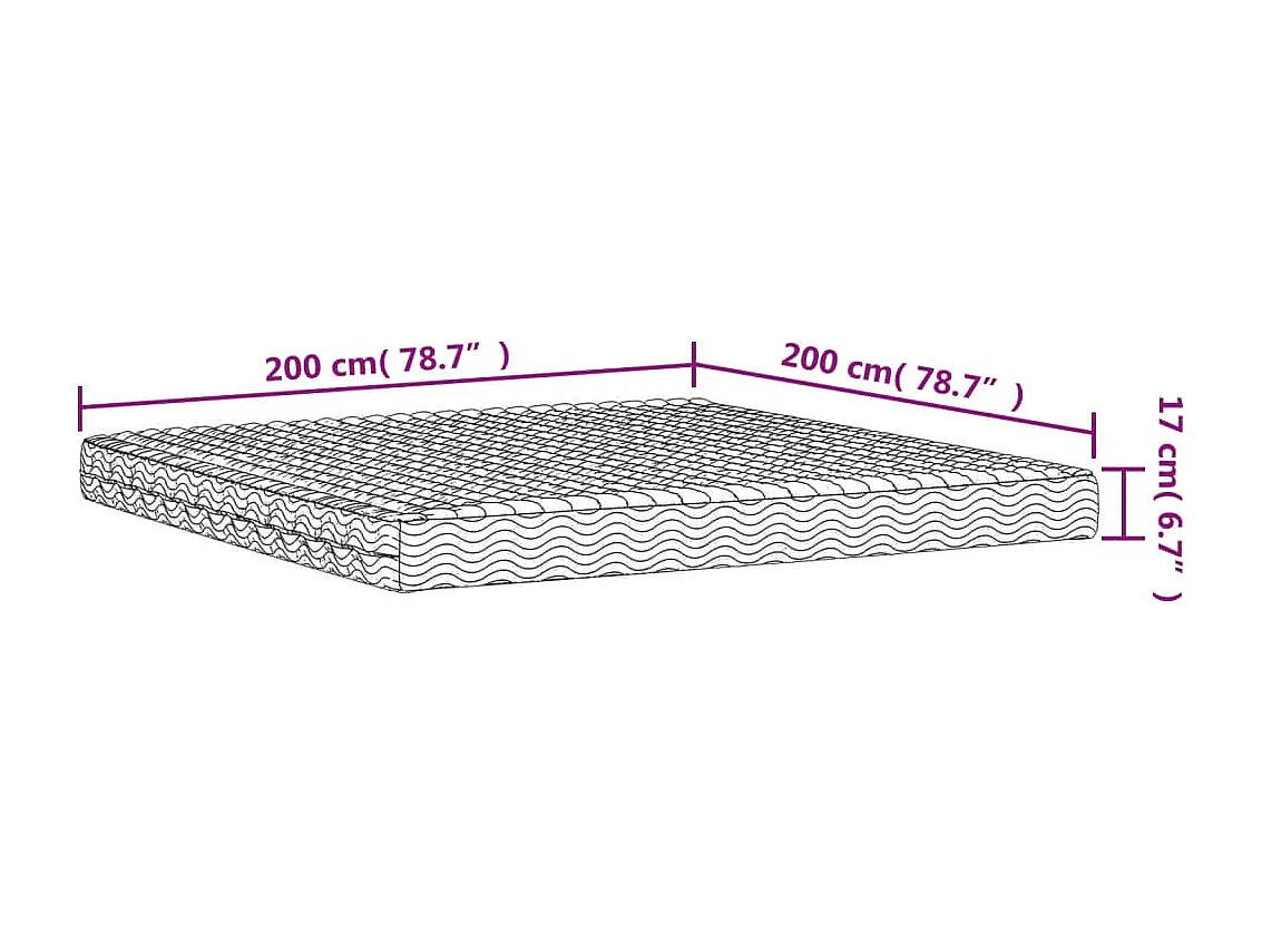 Matelas en mousse blanc 200x200 cm dureté H2 H3