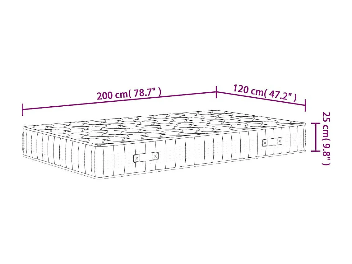 Matelas à ressorts ensachés dureté moyenne 120x200 cm