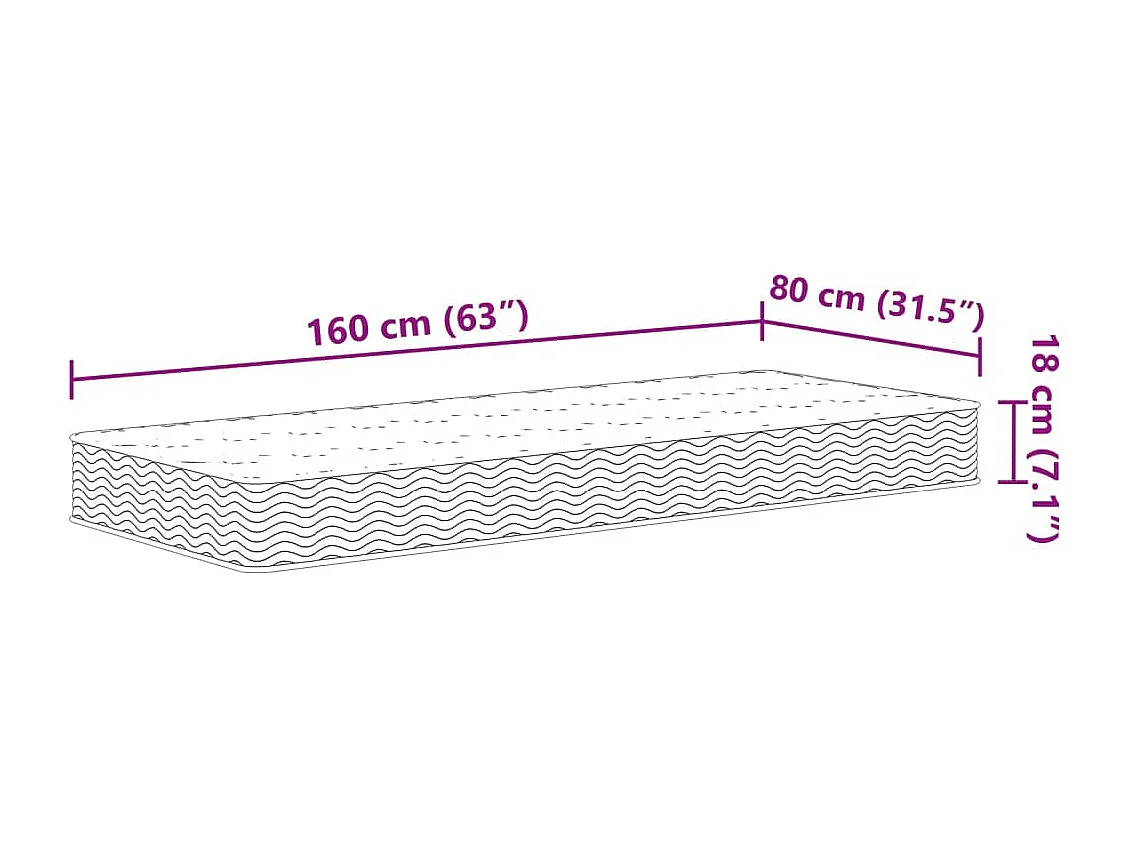 Matelas à ressorts Bonnell pour enfants moyen 80x160 cm