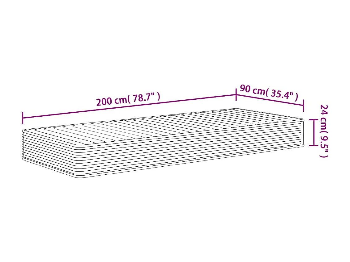 Matelas en mousse moyennement doux 90x200 cm