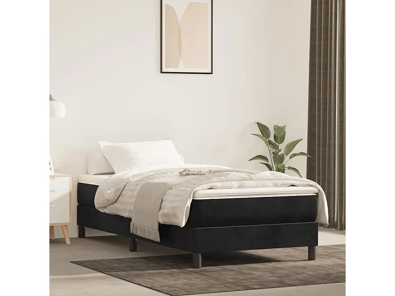 Zwart pocketveringmatras 80x210x20 cm fluweel