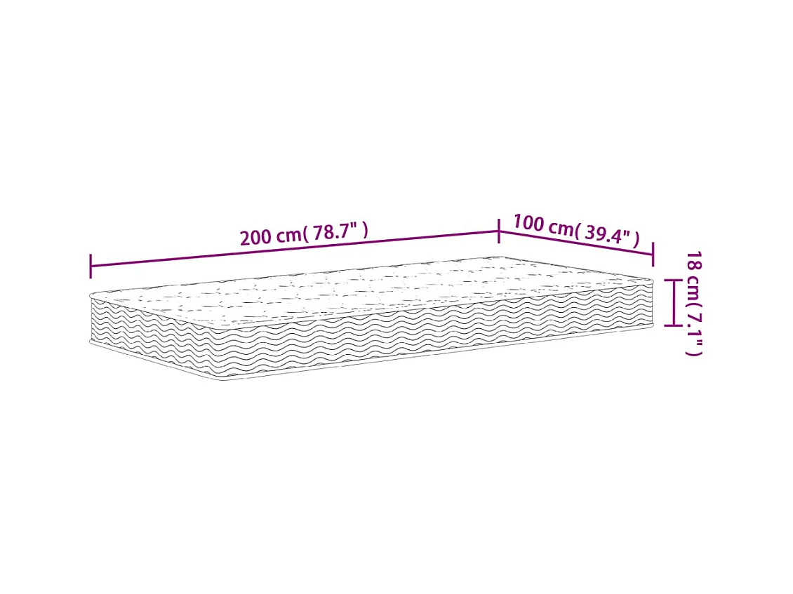 Matelas à ressorts bonnell moyen 100x200 cm