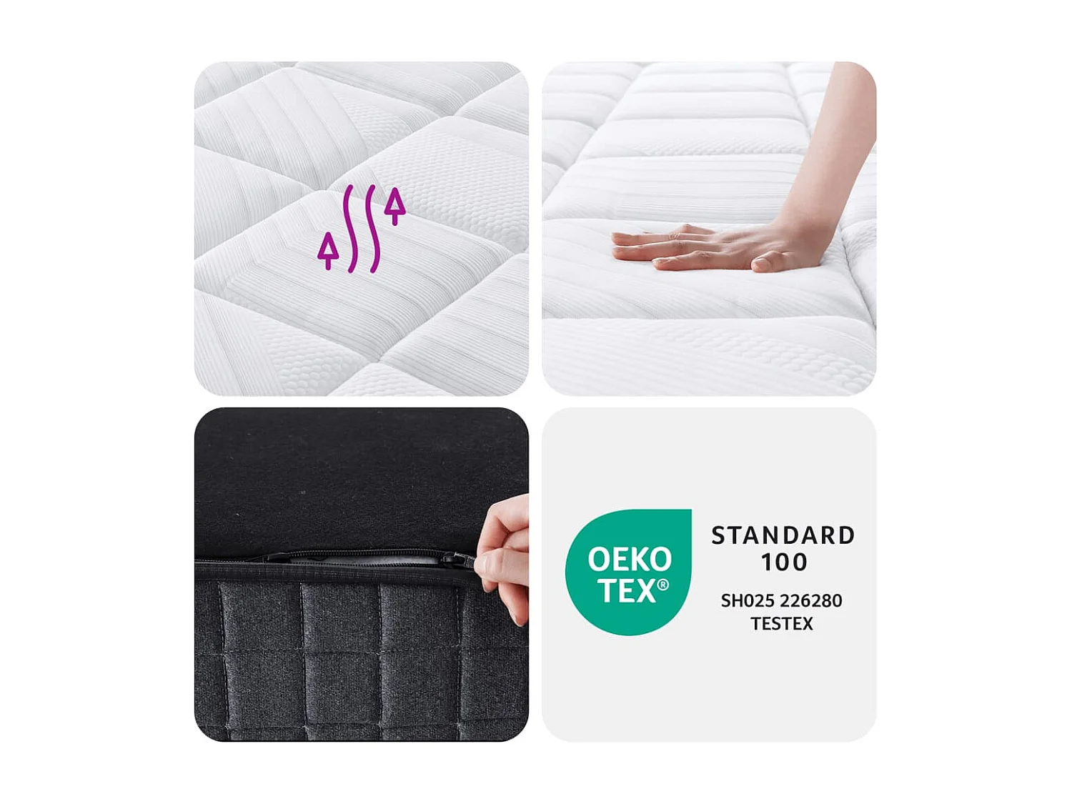 Matelas à ressorts ensachés moyen plus 70x200 cm