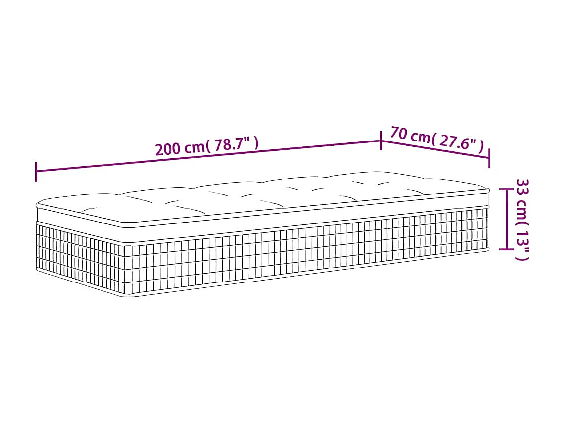 Matelas à ressorts ensachés moyen plus 70x200 cm