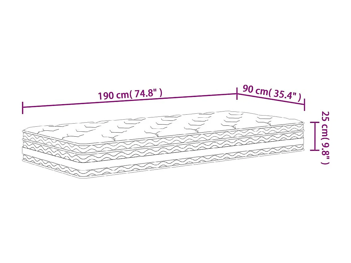 Matelas à ressorts ensachés moyen 90x190 cm