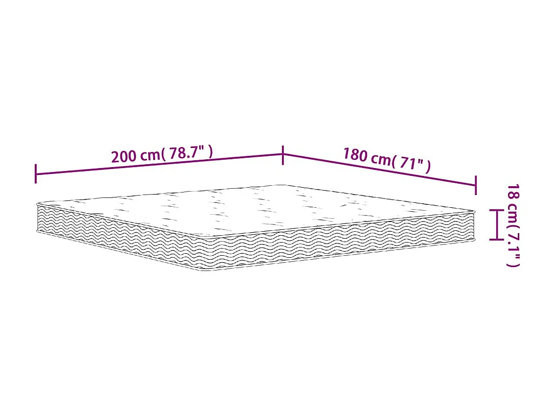 Matelas à ressorts bonnell moyen 180x200 cm