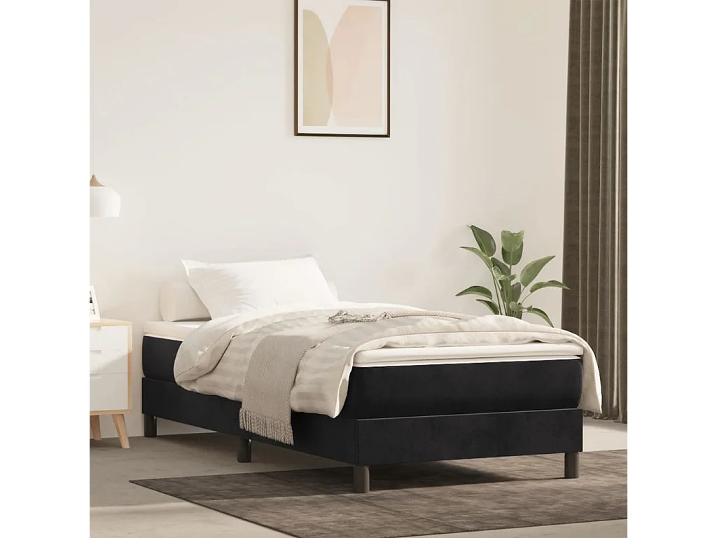 Materasso per letto a molle insacchettate nero 90x220x20 cm in velluto