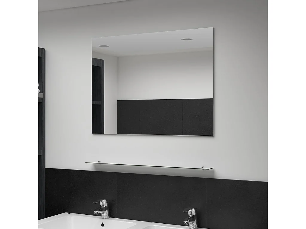 Miroir mural avec étagère 80x60 cm Verre trempé