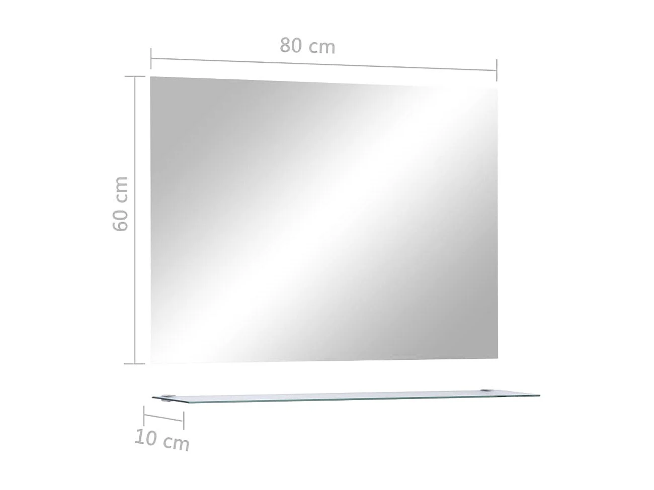 Miroir mural avec étagère 80x60 cm Verre trempé