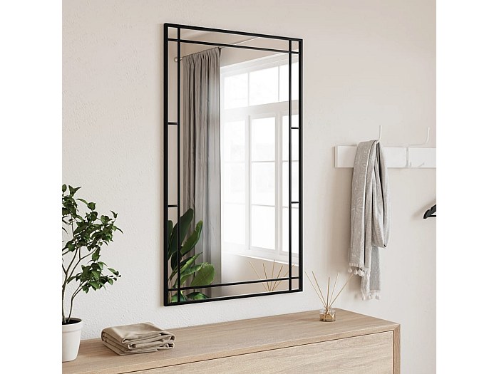 Specchio Rettangolare Nero 50x76 Cm – Moderno Per Bagno, Camera Da Letto E Ingresso – Con Cornice In Alluminio E Vetro Antisfondamento