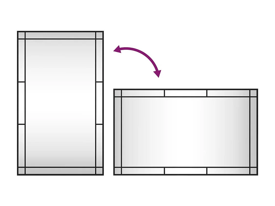 Espejo de pared rectangular de hierro negro 60x100 cm