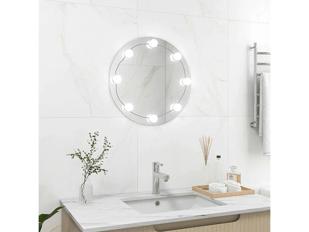 Miroir mural avec lampes LED Rond Verre