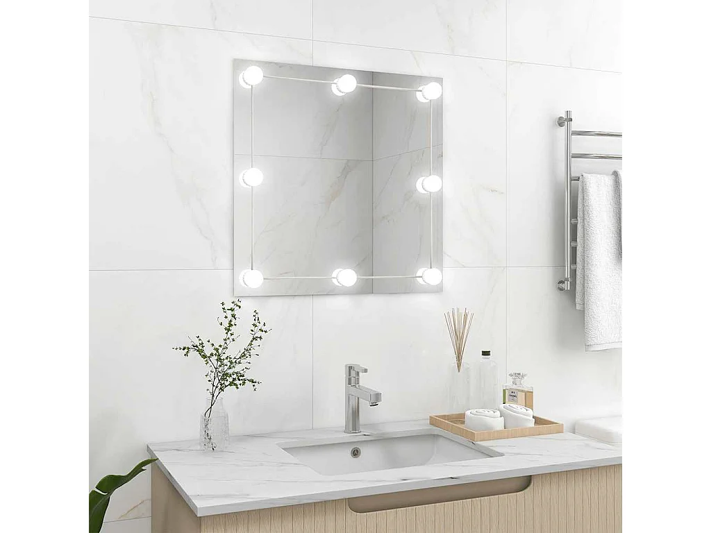 Wandspiegel mit LED-Beleuchtung Quadratisch Glas