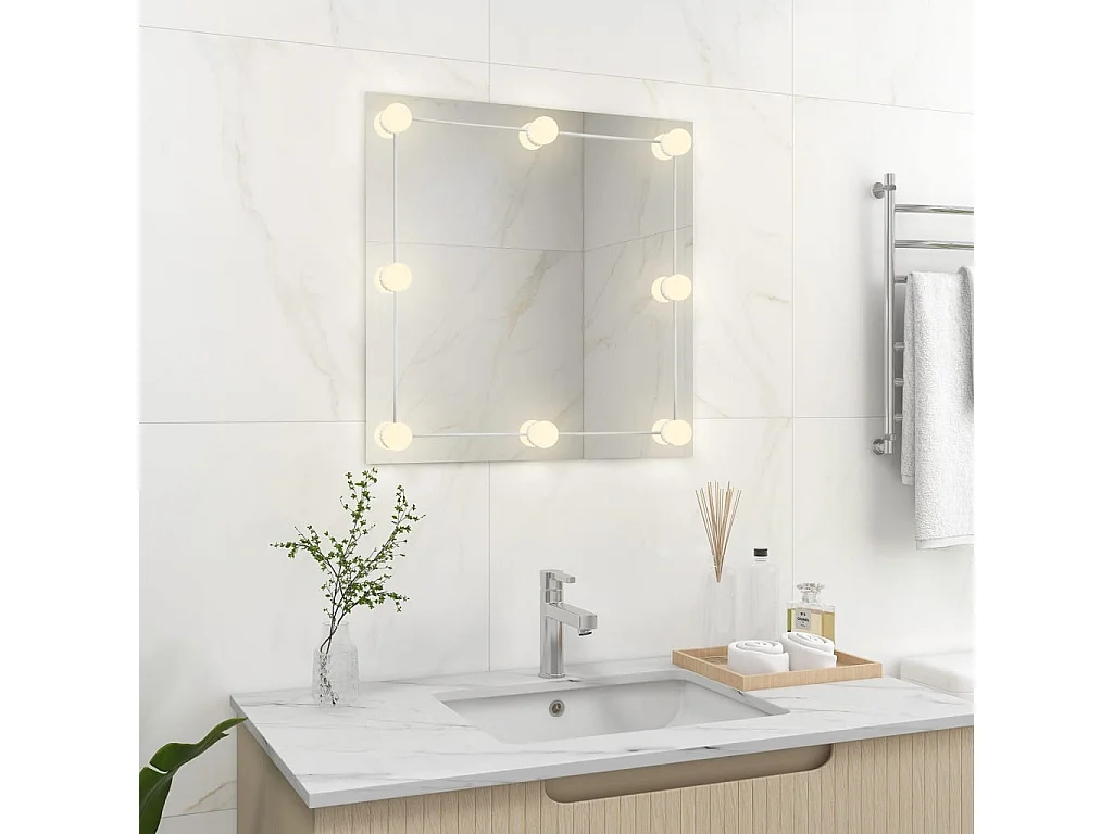 Wandspiegel mit LED-Beleuchtung Quadratisch Glas