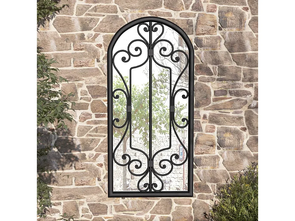 Espelho de jardim p/ uso exterior ferro 100x45 cm preto
