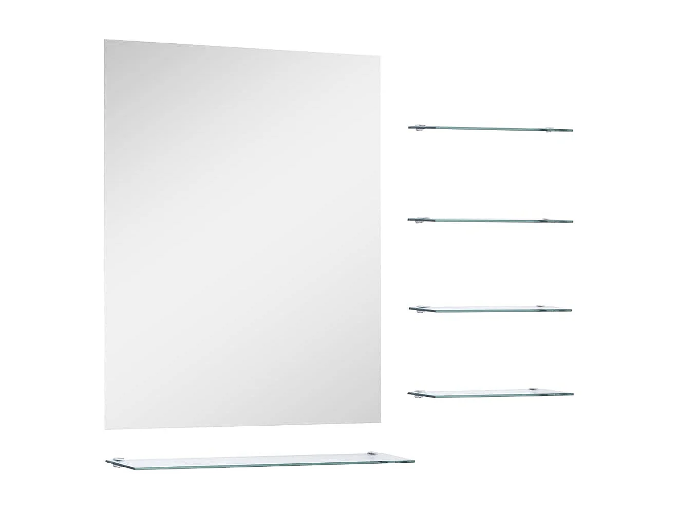 Espelho de parede com 5 prateleiras 50x60 cm prateado