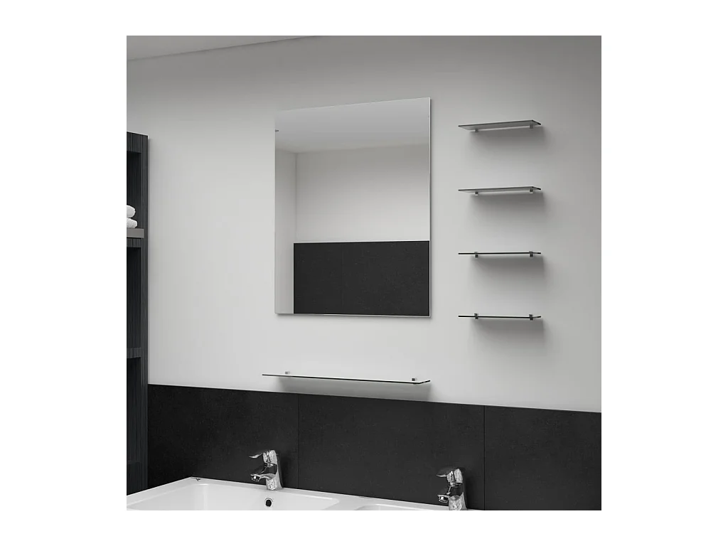 Miroir mural avec 5 étagères Argenté 50 x 60 cm