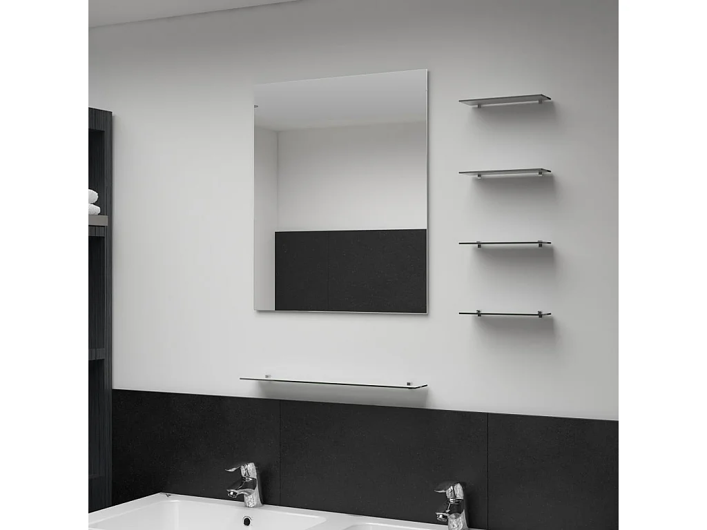 Espelho de parede com 5 prateleiras 50x60 cm prateado