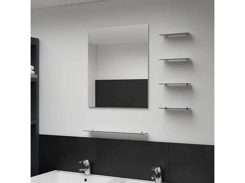 Wandspiegel met 5 schappen 50x60 cm zilverkleurig