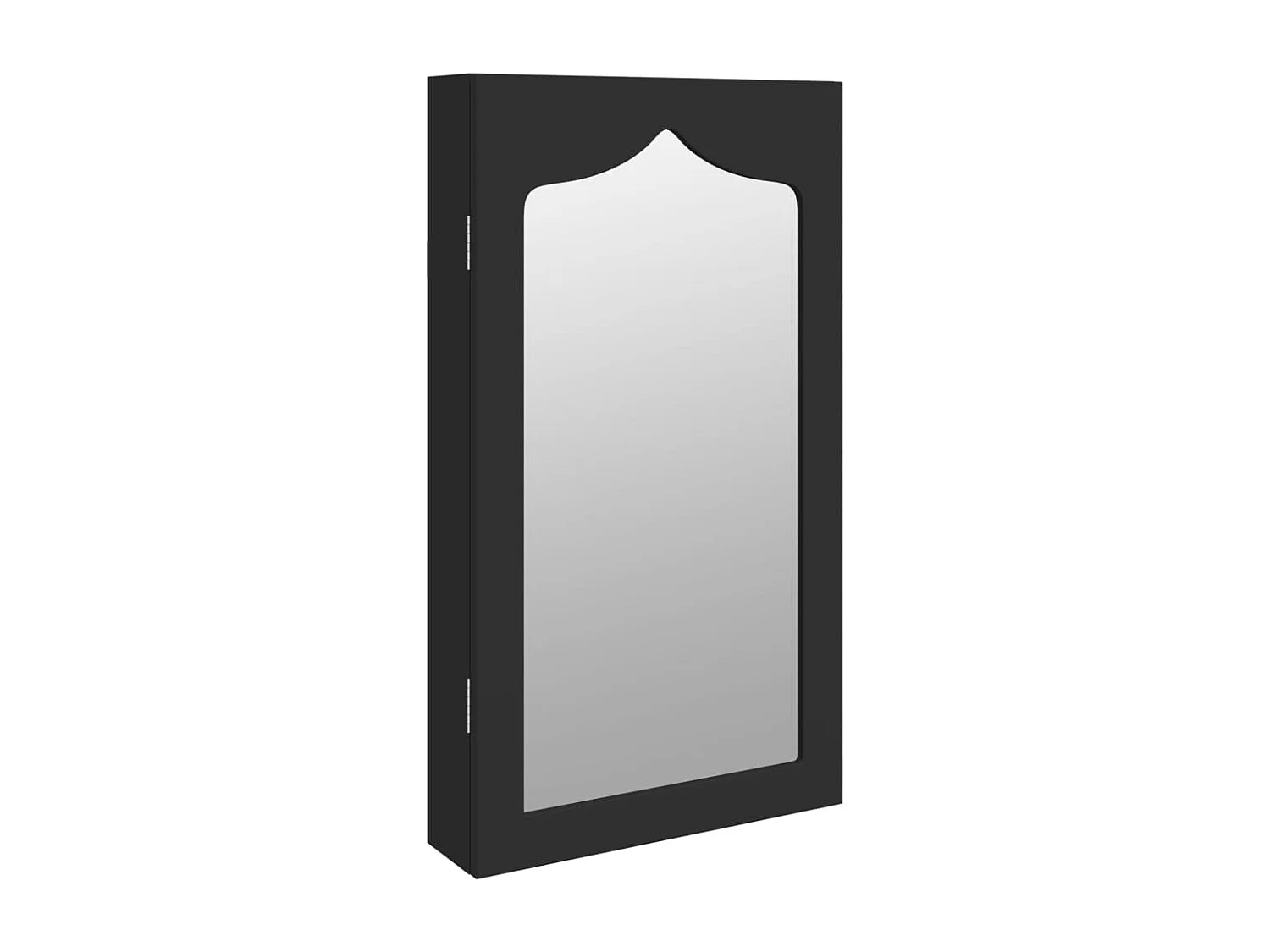 Armadio Portagioie con Specchio a Muro Nero 37,5x10x67 cm