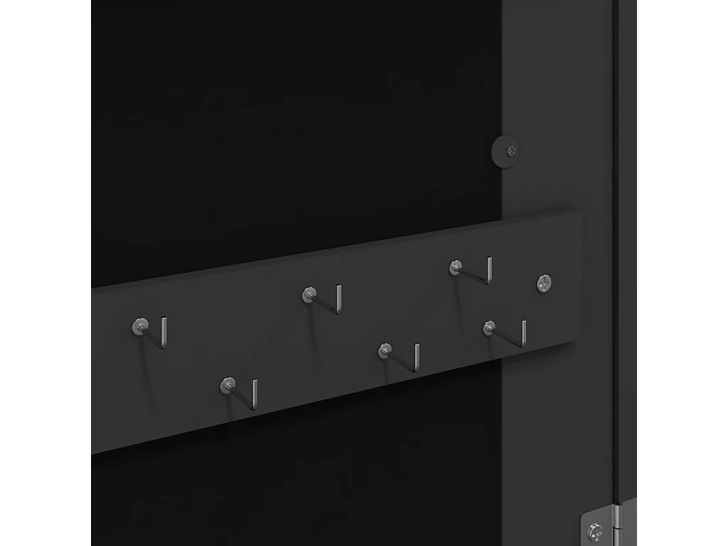 Armadio Portagioie con Specchio a Muro Nero 37,5x10x67 cm