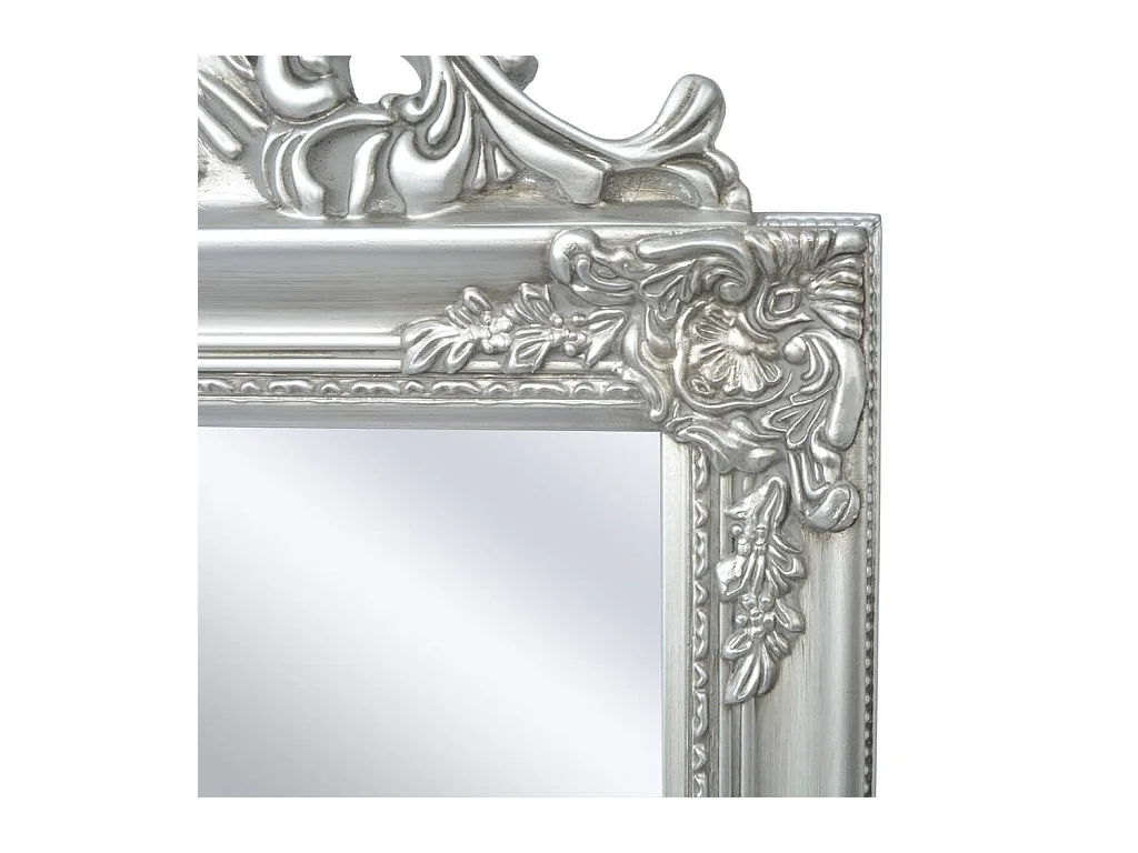 Specchio Autoportante Stile Barocco 160x40 cm Argento
