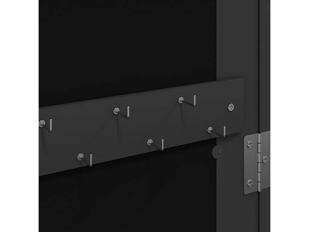 Espejo con joyero de pared negro 30x8,5x106 cm