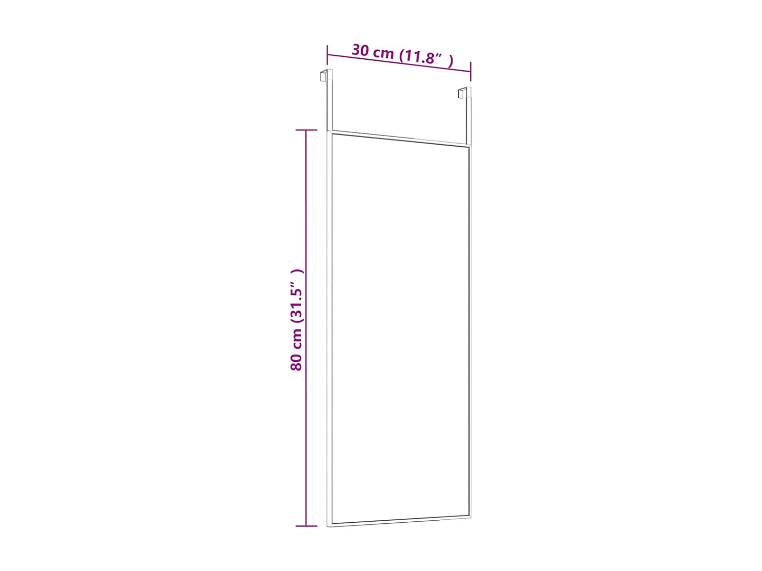 Espejo de puerta cristal y aluminio negro 30x80 cm