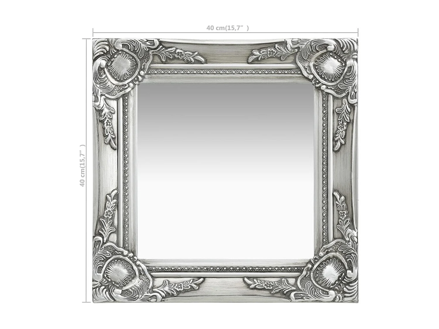 Miroir mural style baroque 40x40 cm Argenté