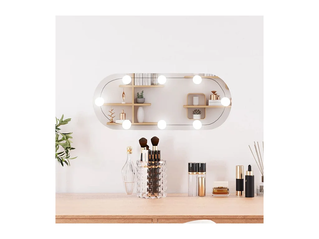 Miroir mural avec lumières LED 20x50 cm verre ovale