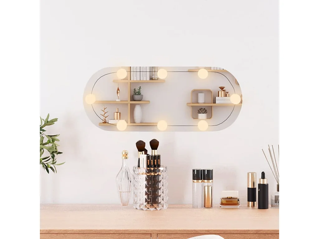 Wandspiegel met LED's ovaal 20x50 cm glas