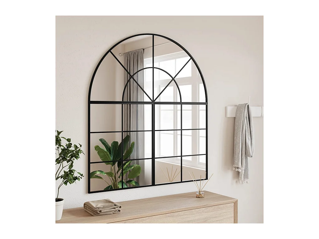 Miroir mural noir 100x110 cm arche fer