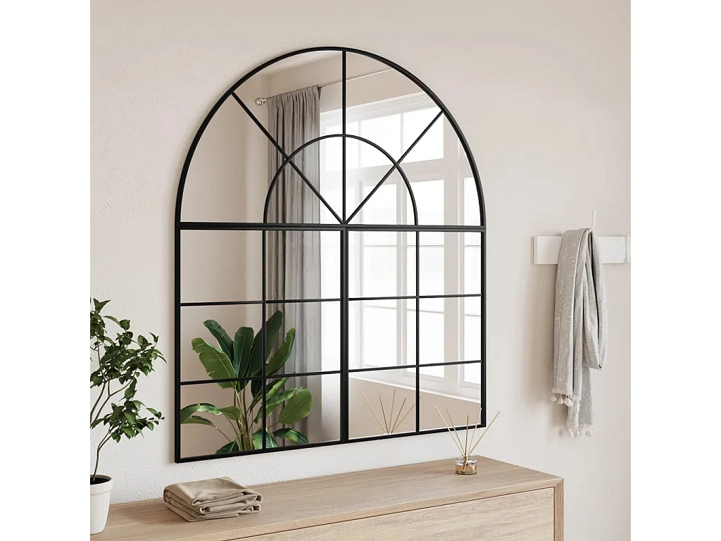 Miroir mural noir 100x110 cm arche fer