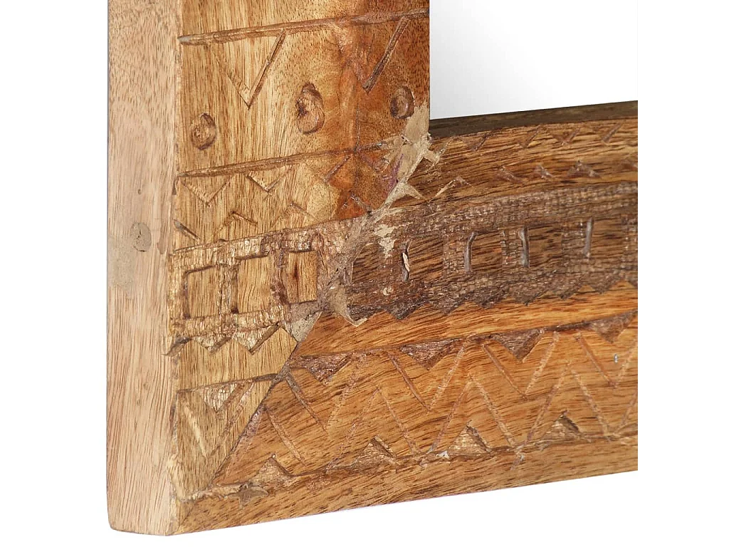 Specchio Intagliato a Mano Bianco 50x50x2,5cm in Legno di Mango