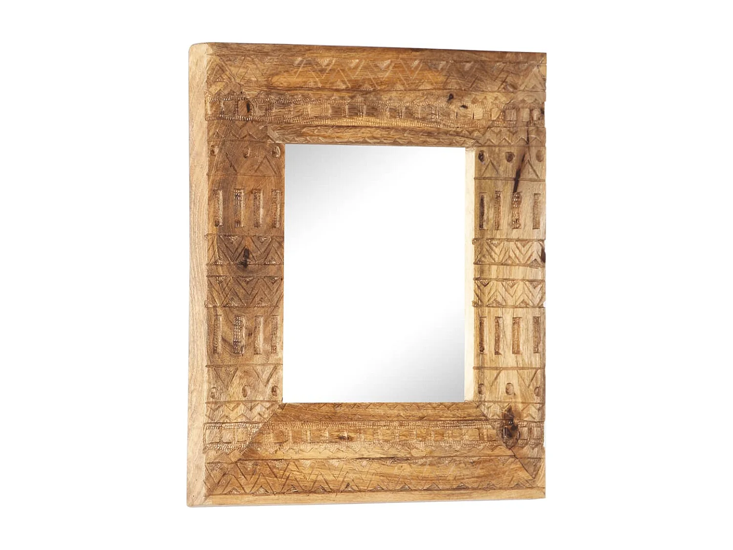 Specchio Intagliato a Mano Bianco 50x50x2,5cm in Legno di Mango